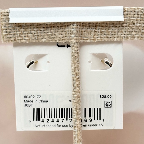 Lauren Ralph Lauren Two-Tone Gold Silver Huggie Small Hoop Earrings - Picture 4 of 4